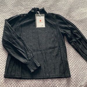 YesStyle - sheer lace long sleeve mock neck top